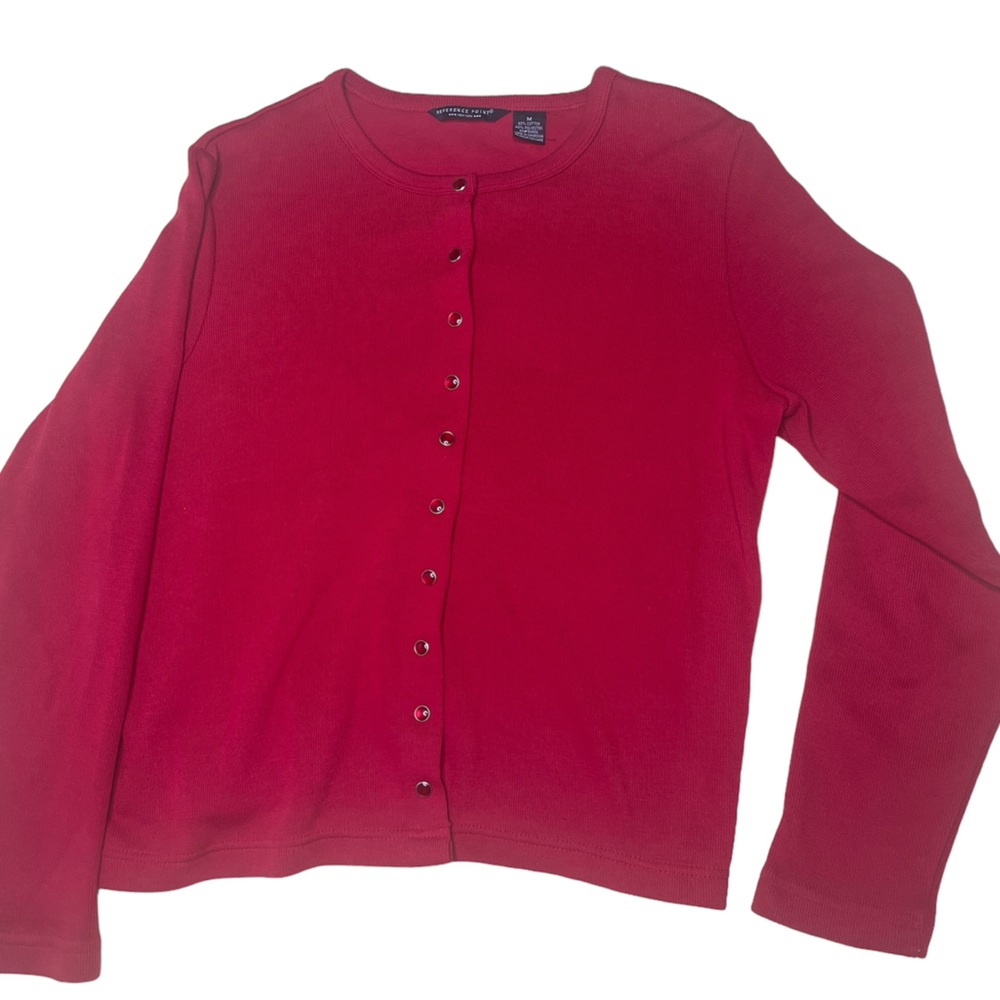 Red Ladies cardigan button down size medium M